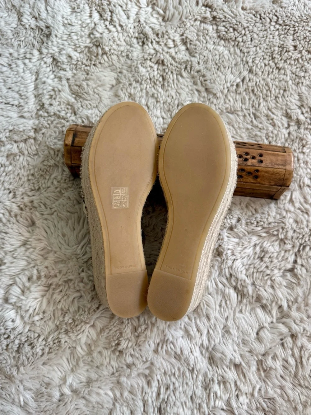 TORY BURCH Gold Metallic Leather platform espadrille wedge Fisherman Sandals